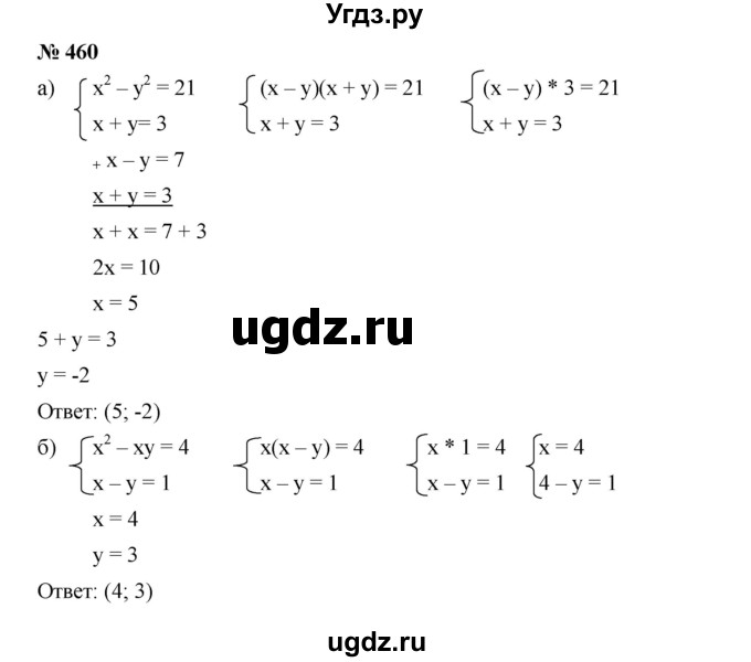 ГДЗ (Решебник к учебнику 2019) по алгебре 9 класс Г.В. Дорофеев / номер / 460