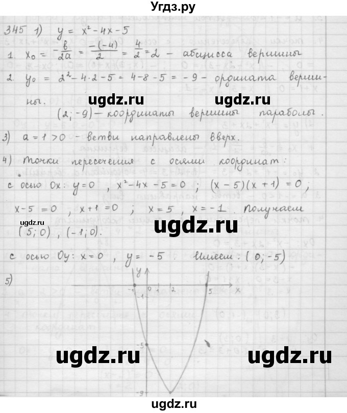 ГДЗ (Решебник к учебнику 2016) по алгебре 9 класс А.Г. Мерзляк / упражнение / 345