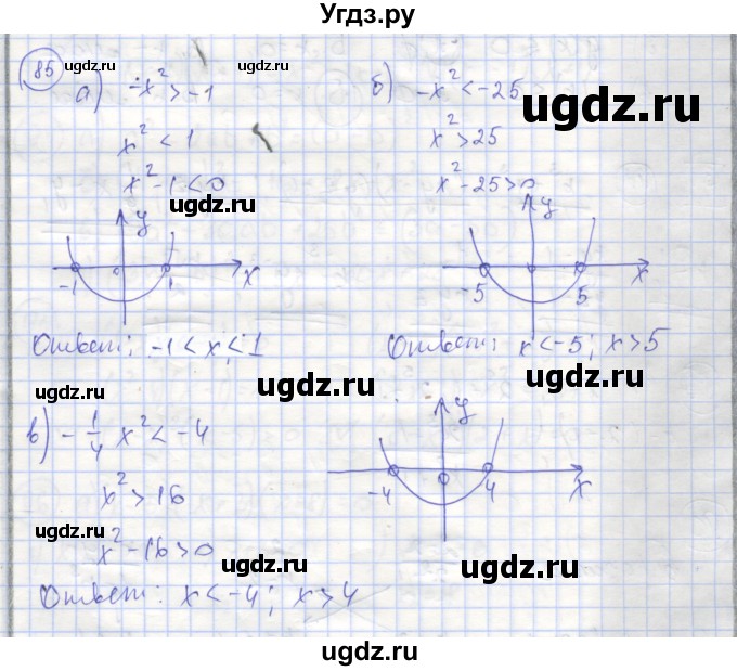 ГДЗ (Решебник №1) по алгебре 9 класс (рабочая тетрадь) Минаева С.С. / упражнение номер / 85