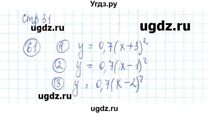 ГДЗ (Решебник №2) по алгебре 9 класс (рабочая тетрадь) Минаева С.С. / упражнение номер / 61