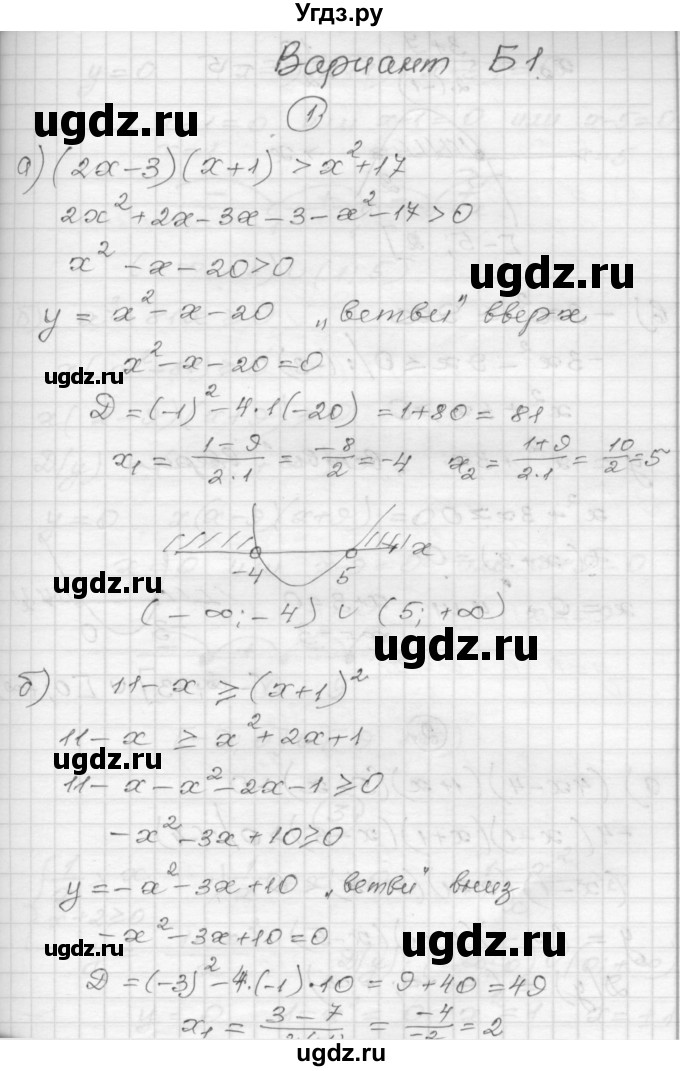 ГДЗ (Решебник) по алгебре 9 класс (самостоятельные и контрольные работы) А.П. Ершова / алгебра / контрольная работа / К-2 / Б1