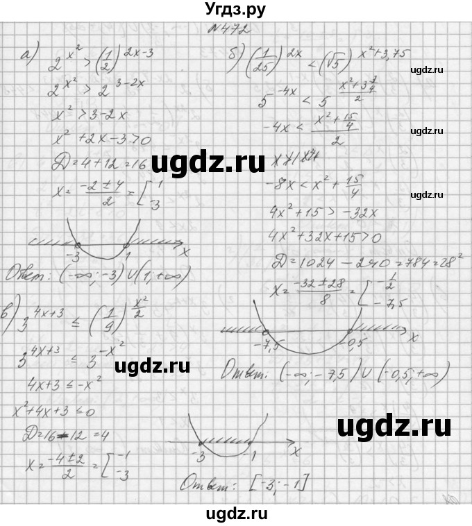 ГДЗ (Решебник №1) по алгебре 10 класс А.Н. Колмогоров / номер / 472