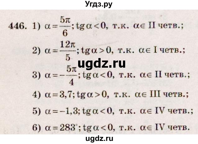 ГДЗ (Решебник №3) по алгебре 10 класс Ш.А. Алимов / упражнение-№ / 446