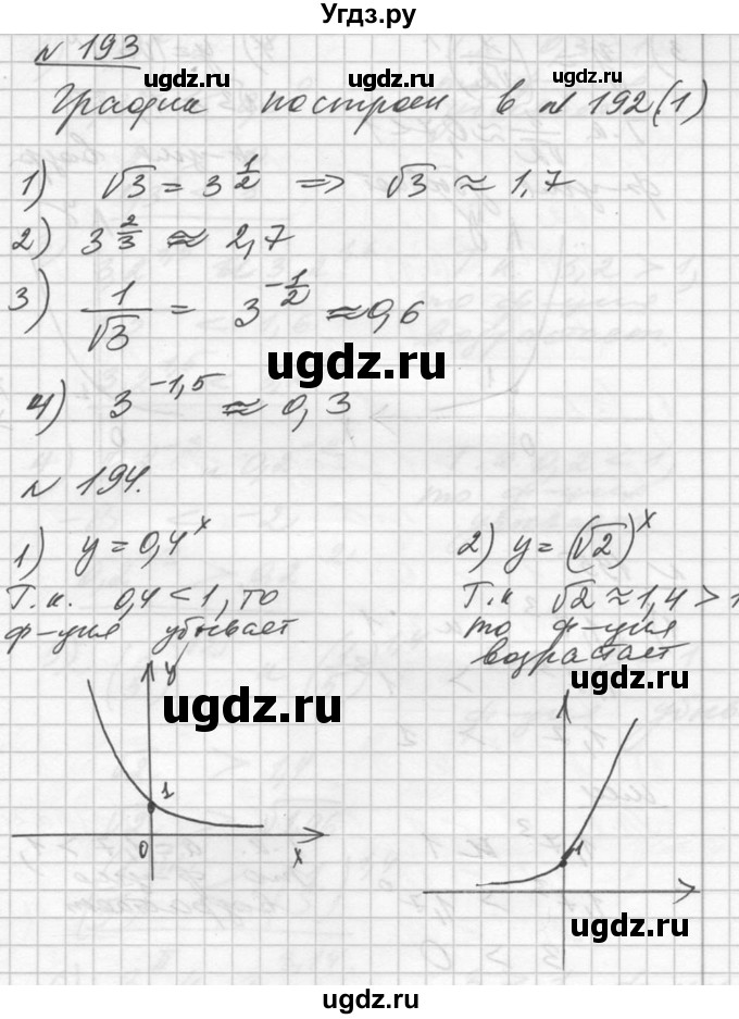 ГДЗ (Решебник №1) по алгебре 10 класс Ш.А. Алимов / упражнение-№ / 193