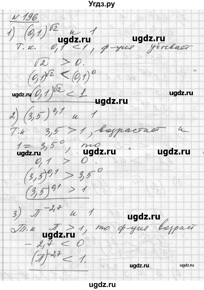 ГДЗ (Решебник №1) по алгебре 10 класс Ш.А. Алимов / упражнение-№ / 196