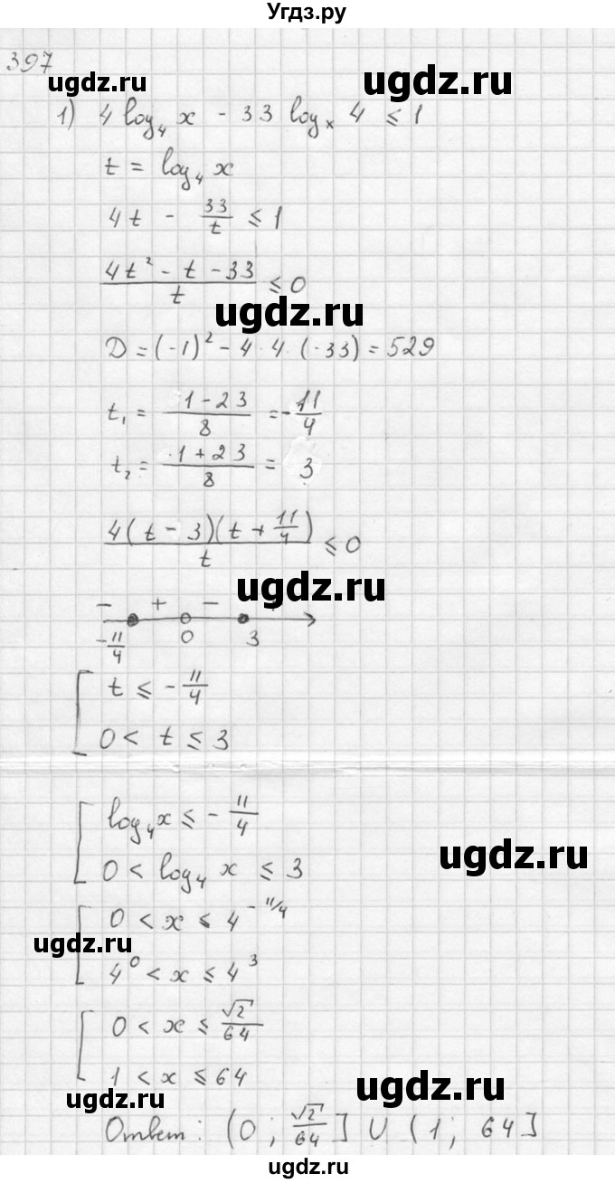 ГДЗ (Решебник №1) по алгебре 10 класс Ш.А. Алимов / упражнение-№ / 397