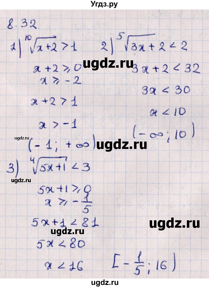 ГДЗ (Решебник к учебнику 2022) по алгебре 10 класс Мерзляк А.Г. / §8 / 8.32