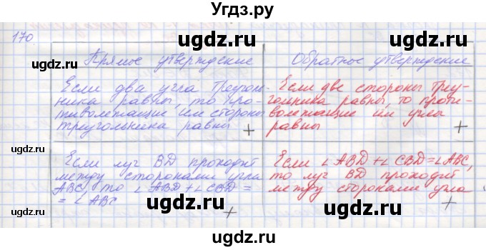 ГДЗ (Решебник) по геометрии 7 класс (рабочая тетрадь) Мерзляк А.Г. / упражнение номер / 170