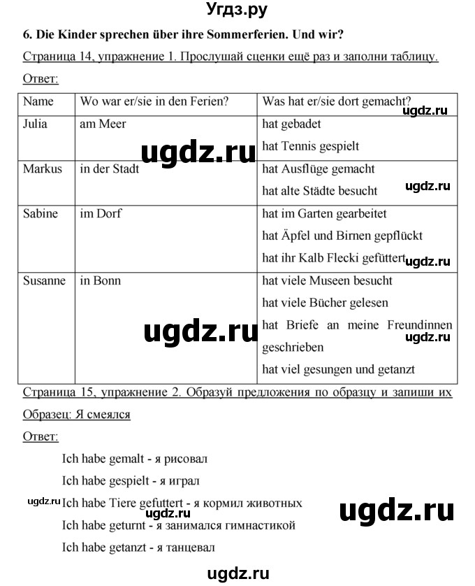 ГДЗ (Решебник) по немецкому языку 5 класс (рабочая тетрадь) И.Л. Бим / страница / 14