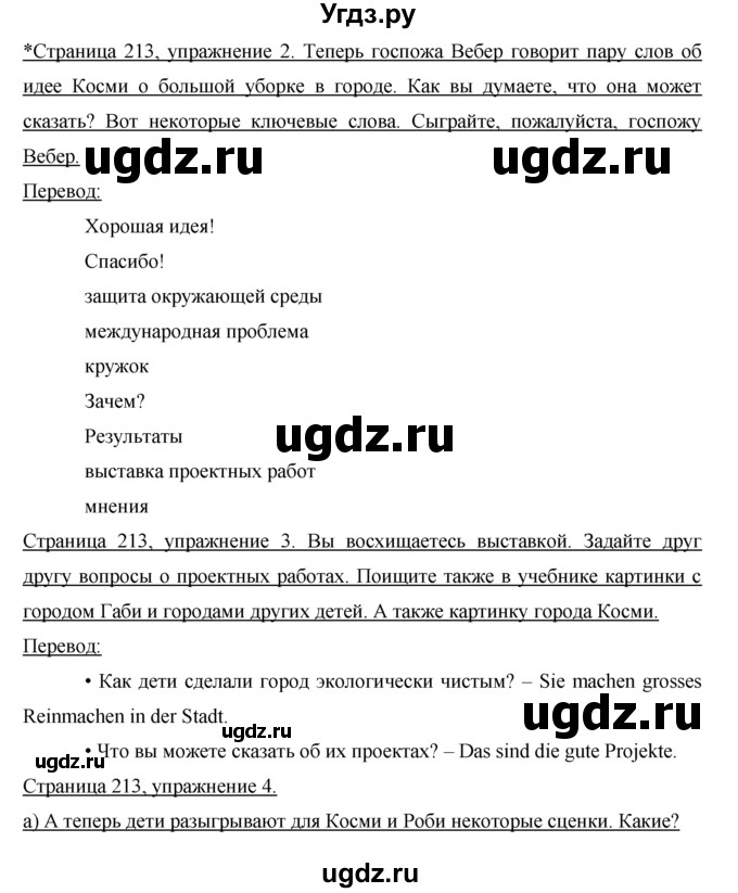 ГДЗ (Решебник) по немецкому языку 5 класс И.Л. Бим / страница / 213