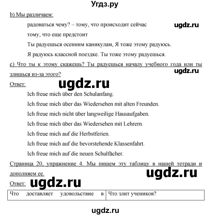 ГДЗ (Решебник) по немецкому языку 6 класс И.Л. Бим / часть 1. страница номер / 20