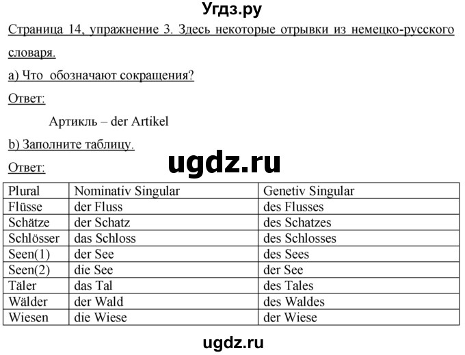 ГДЗ (Решебник) по немецкому языку 7 класс (рабочая тетрадь) И.Л. Бим / страница номер / 14