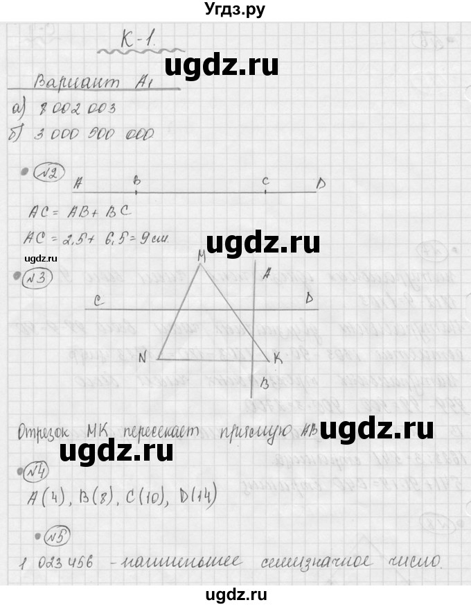 ГДЗ (Решебник №3) по математике 5 класс (самостоятельные и контрольные работы) А.П. Ершова / контрольная работа / К-1 / A1