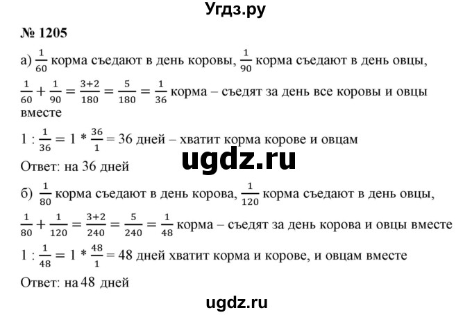 ГДЗ (Решебник №1) по математике 6 класс Никольский С.М. / задание номер / 1205