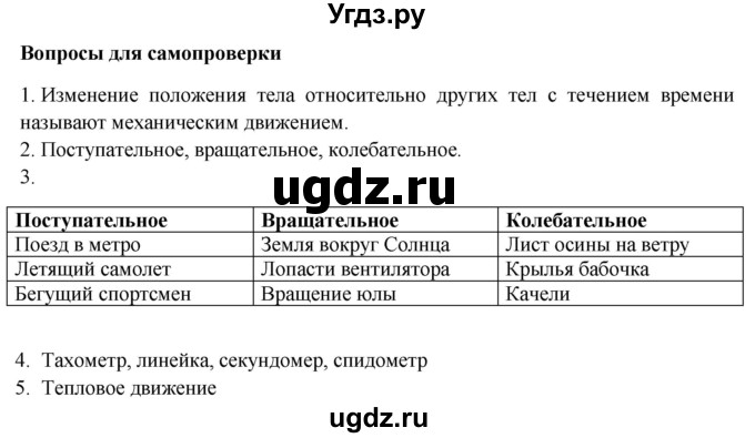 ГДЗ (Решебник к учебнику 2016) по физике 7 класс Пурышева Н.С. / вопросы для самопроверки / §9