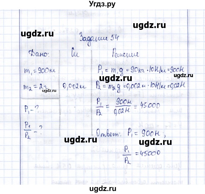 ГДЗ (Решебник к учебнику 2015) по физике 7 класс С.В. Громов / задача / 54