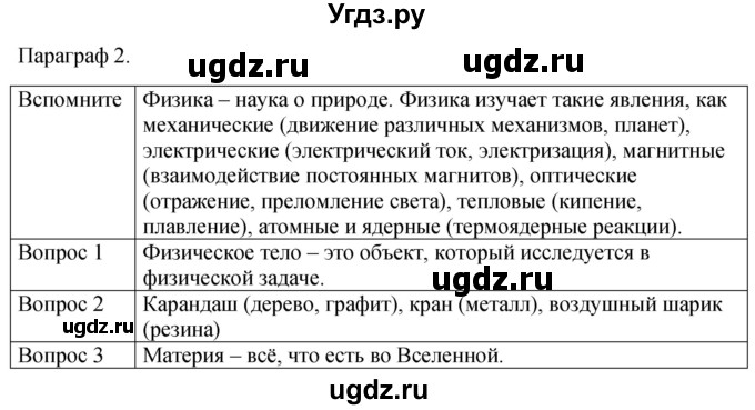 ГДЗ (Решебник к учебнику 2021) по физике 7 класс С.В. Громов / параграф / 2