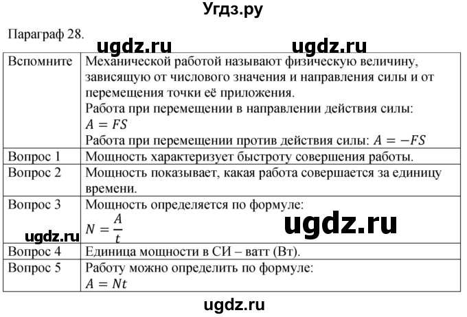 ГДЗ (Решебник к учебнику 2021) по физике 7 класс С.В. Громов / параграф / 28