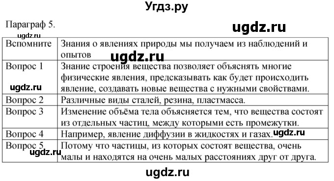 ГДЗ (Решебник к учебнику 2021) по физике 7 класс С.В. Громов / параграф / 5