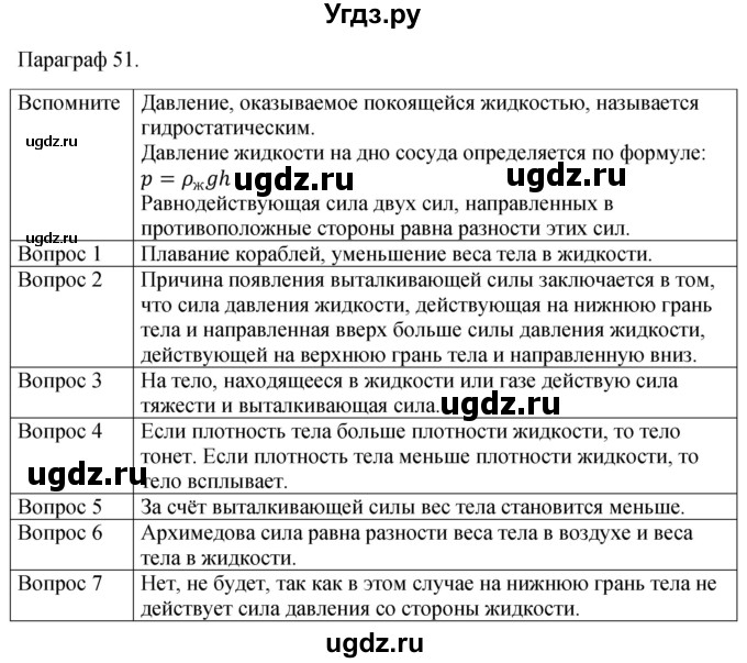 ГДЗ (Решебник к учебнику 2021) по физике 7 класс С.В. Громов / параграф / 51