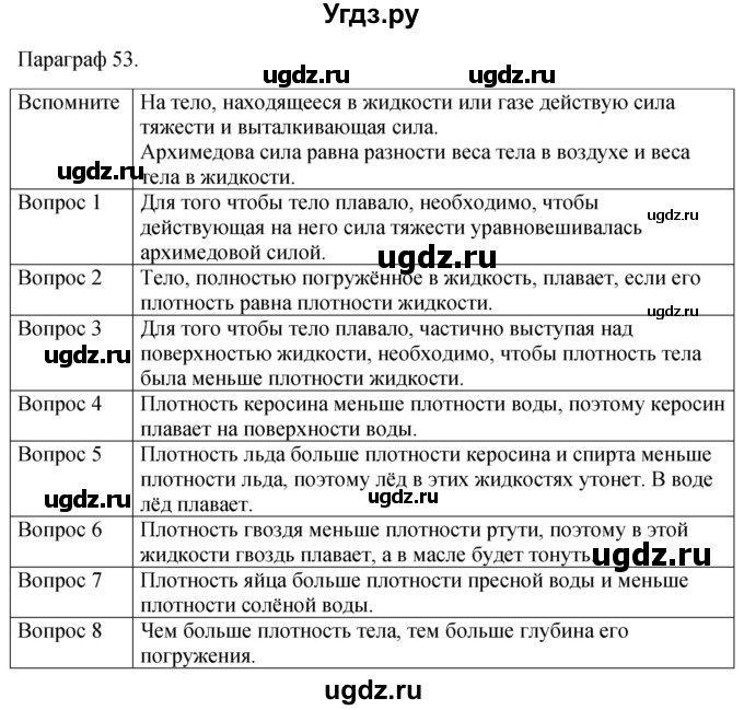 ГДЗ (Решебник к учебнику 2021) по физике 7 класс С.В. Громов / параграф / 53