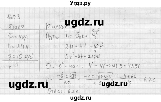 ГДЗ (Решебник) по физике 7 класс (Сборник задач) А.В. Перышкин / номер / 1603