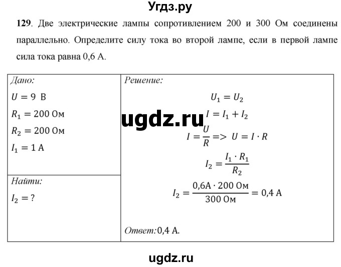 ГДЗ (Решебник) по физике 8 класс Громов С.В. / задача / 129