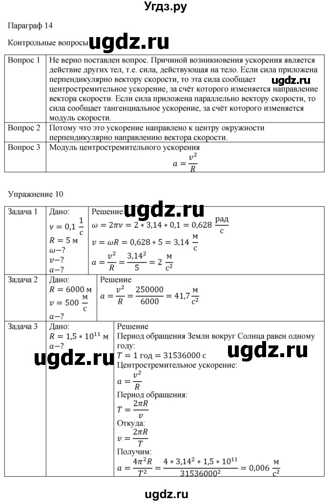 ГДЗ (Решебник №1) по физике 9 класс Исаченкова Л.А. / параграф / 14