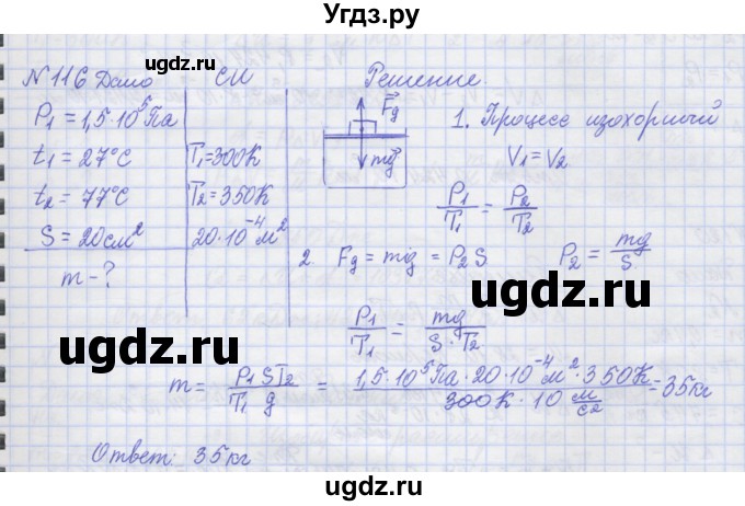 ГДЗ (Решебник №1) по физике 10 класс (рабочая тетрадь) Пурышева Н.С. / задача номер / 116