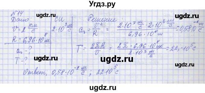 ГДЗ (Решебник №1) по физике 10 класс (рабочая тетрадь) Пурышева Н.С. / задача номер / 14