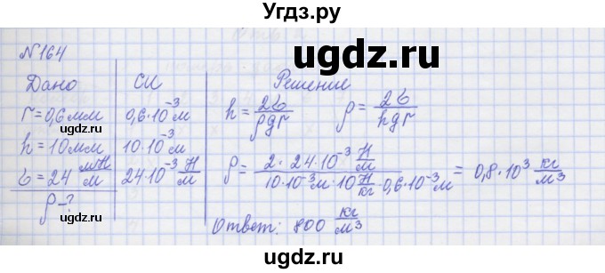 ГДЗ (Решебник №1) по физике 10 класс (рабочая тетрадь) Пурышева Н.С. / задача номер / 164