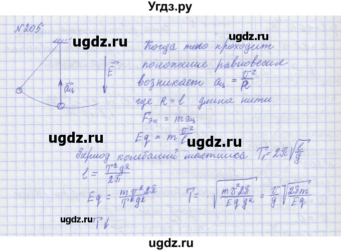 ГДЗ (Решебник №1) по физике 10 класс (рабочая тетрадь) Пурышева Н.С. / задача номер / 205