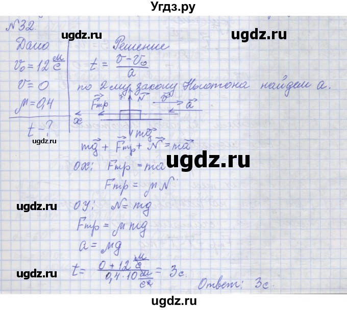 ГДЗ (Решебник №1) по физике 10 класс (рабочая тетрадь) Пурышева Н.С. / задача номер / 32