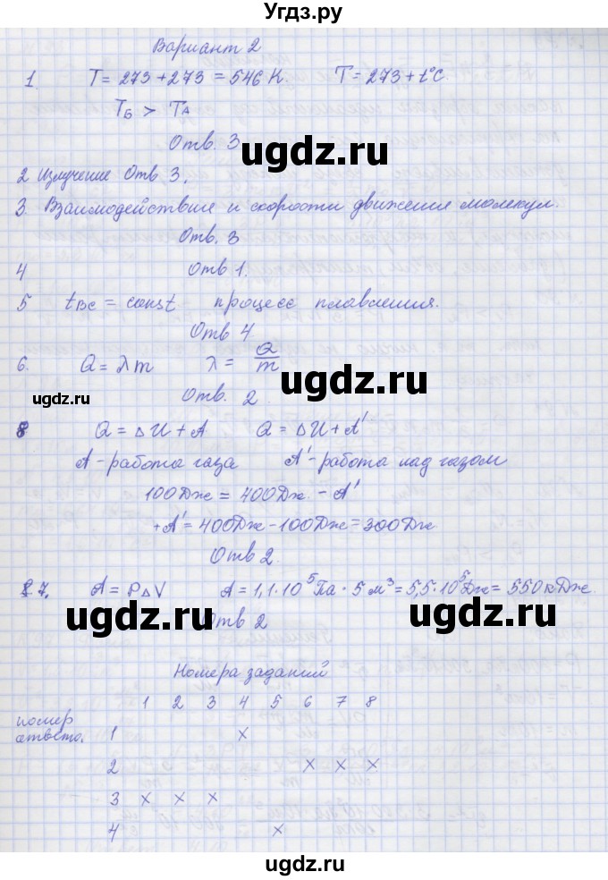 ГДЗ (Решебник №1) по физике 10 класс (рабочая тетрадь) Пурышева Н.С. / тесты / тест 4. вариант номер / 2