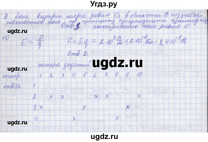 ГДЗ (Решебник №1) по физике 10 класс (рабочая тетрадь) Пурышева Н.С. / тесты / тест 8. вариант номер / 1(продолжение 2)