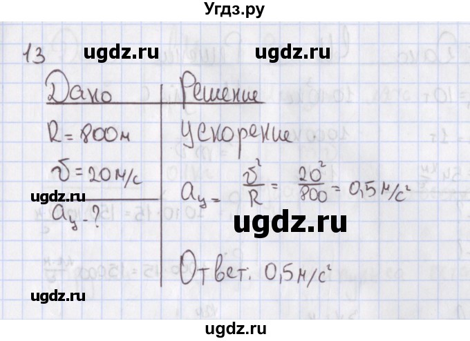 ГДЗ (Решебник №2) по физике 10 класс (рабочая тетрадь) Пурышева Н.С. / задача номер / 13