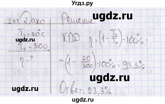ГДЗ (Решебник №2) по физике 10 класс (рабочая тетрадь) Пурышева Н.С. / задача номер / 142