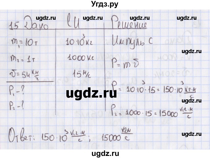 ГДЗ (Решебник №2) по физике 10 класс (рабочая тетрадь) Пурышева Н.С. / задача номер / 15