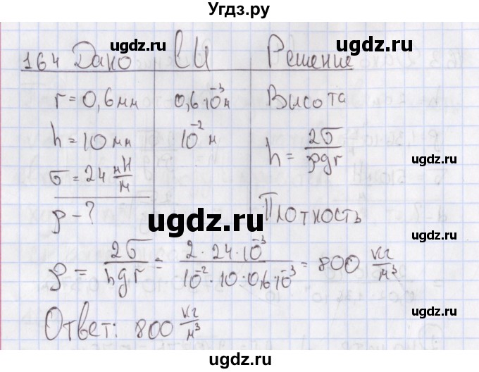 ГДЗ (Решебник №2) по физике 10 класс (рабочая тетрадь) Пурышева Н.С. / задача номер / 164