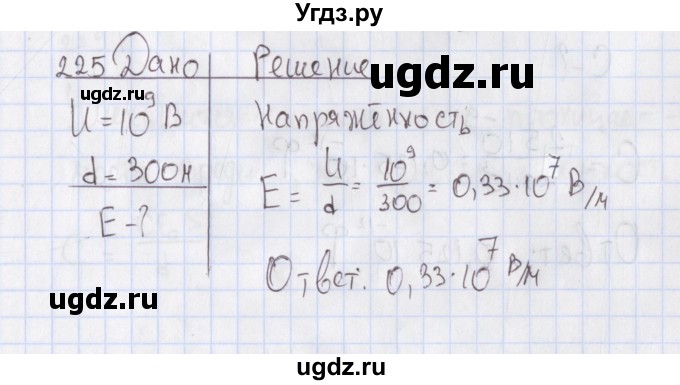 ГДЗ (Решебник №2) по физике 10 класс (рабочая тетрадь) Пурышева Н.С. / задача номер / 225