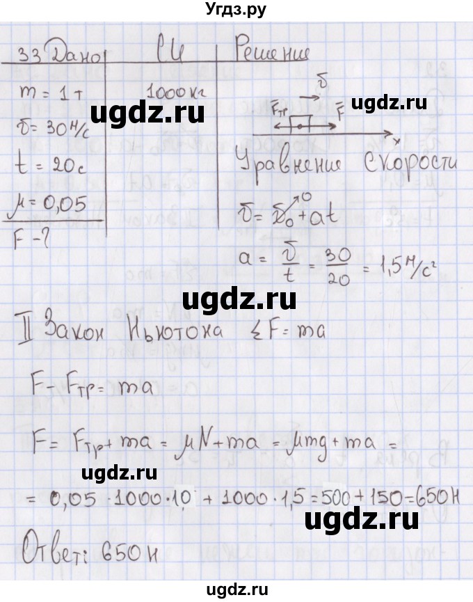 ГДЗ (Решебник №2) по физике 10 класс (рабочая тетрадь) Пурышева Н.С. / задача номер / 33