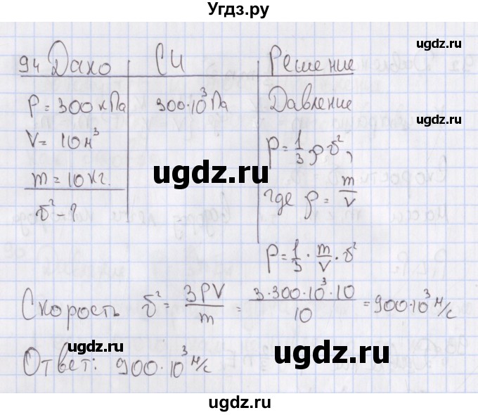 ГДЗ (Решебник №2) по физике 10 класс (рабочая тетрадь) Пурышева Н.С. / задача номер / 94
