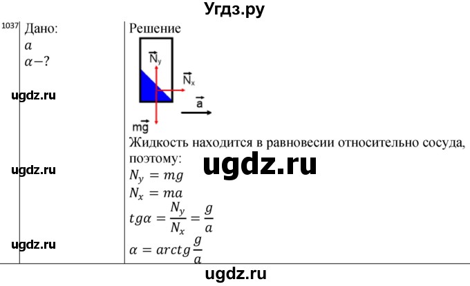 ГДЗ (Решебник) по физике 10 класс (сборник задач) Парфентьева Н.А. / задача / 1037