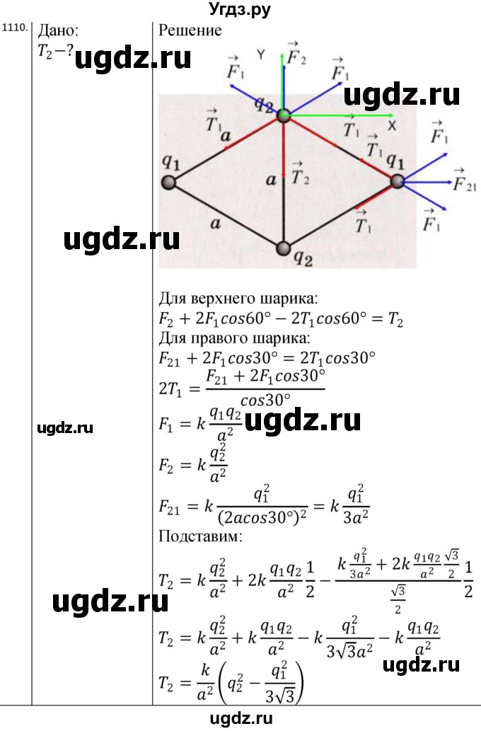 ГДЗ (Решебник) по физике 10 класс (сборник задач) Парфентьева Н.А. / задача / 1110