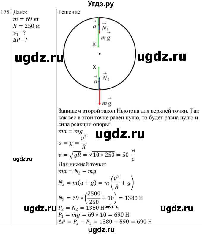 ГДЗ (Решебник) по физике 10 класс (сборник задач) Парфентьева Н.А. / задача / 175