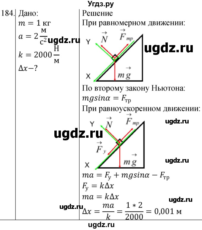 ГДЗ (Решебник) по физике 10 класс (сборник задач) Парфентьева Н.А. / задача / 184