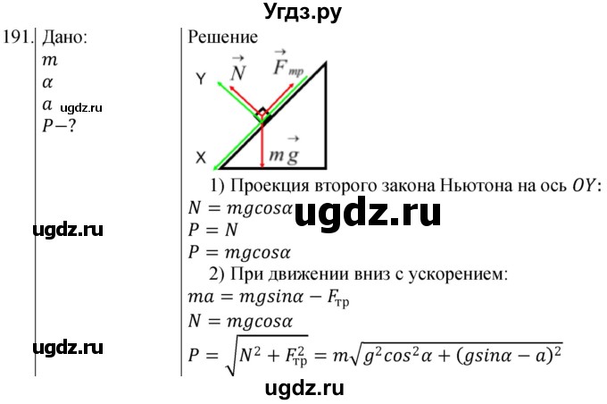 ГДЗ (Решебник) по физике 10 класс (сборник задач) Парфентьева Н.А. / задача / 191