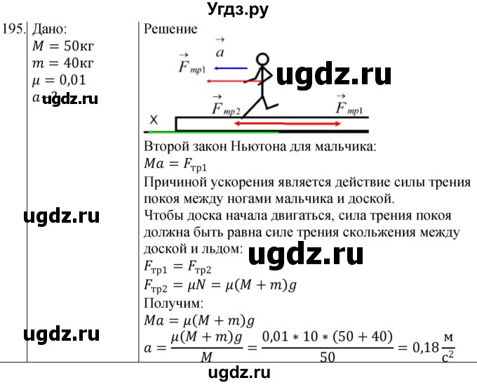 ГДЗ (Решебник) по физике 10 класс (сборник задач) Парфентьева Н.А. / задача / 195