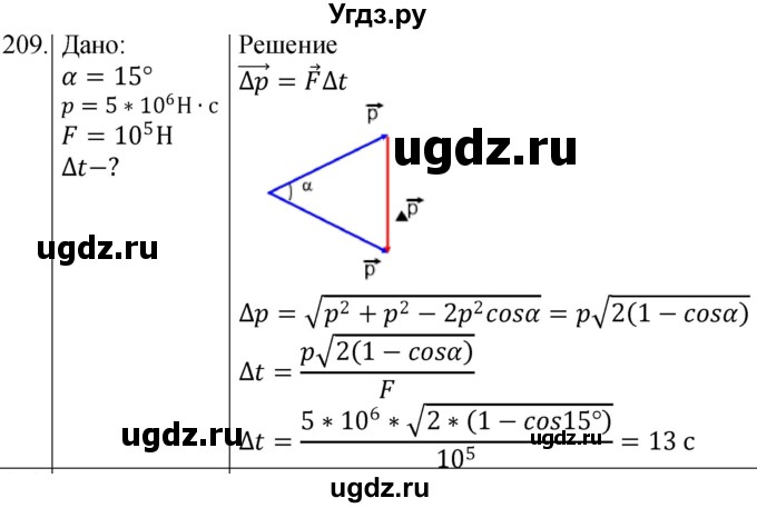 ГДЗ (Решебник) по физике 10 класс (сборник задач) Парфентьева Н.А. / задача / 209