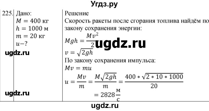 ГДЗ (Решебник) по физике 10 класс (сборник задач) Парфентьева Н.А. / задача / 225